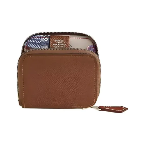 HERMES Silk'In Epsom Телячья кожа Монетница Стандартный Женский Коричневый