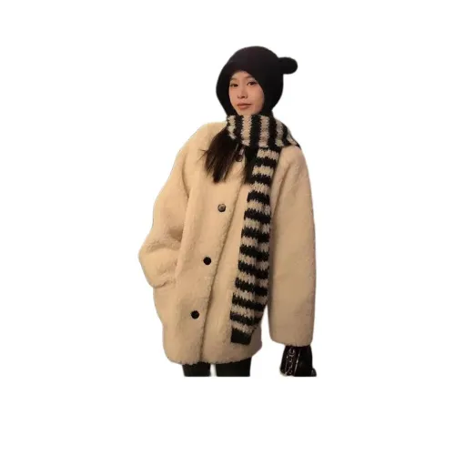 ZVJH Экрю Утолщенные Женские Бархатные Куртки