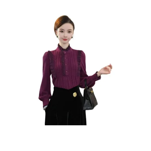 Tang Xi Straight Длинный рукав рубашка женские