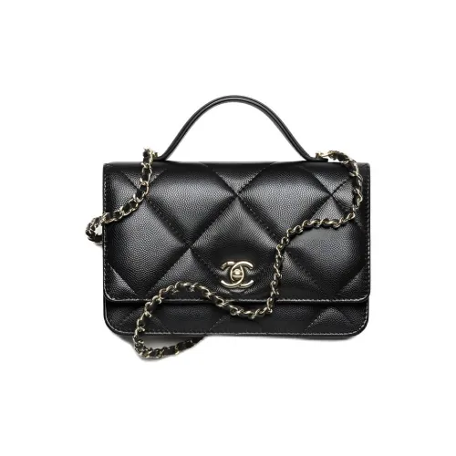 Chanel Smooth Calfskin One Shoulder Bag Women's Black