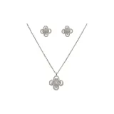 Серебряный-Циркон Четырехлистный Цветочный Дизайн Комплекты Одежды (Утолщенный Реальный Золото-Гальванизированный)