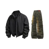 Black + Камуфляж [Хлопковый пуховик с флисовой подкладкой]