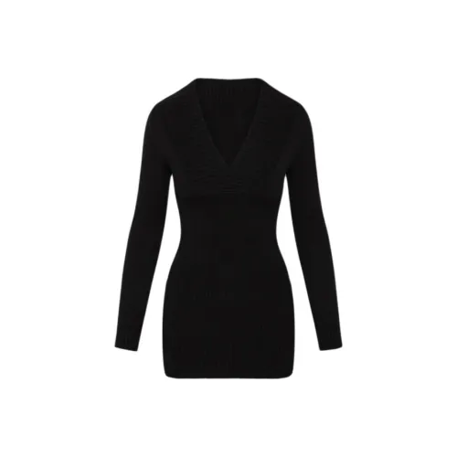 FRANKIES BIKINIS Нефритовый Длинный рукав Вязаное Мини Платье Длинное рукавное Платье Женское