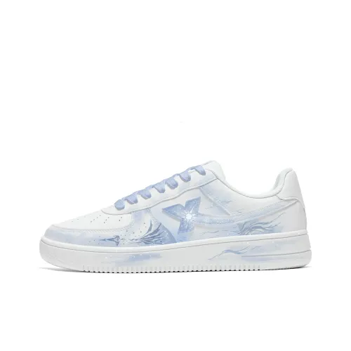 XTEP Air Force One Slip-resistant Abrasion-resistant Low Top Skateboard Shoes Women's Blue White XTEP Air Force One Противоскользящие Устойчивые к износу Низкие Кроссовки для скейтбординга Женские Синие Белые