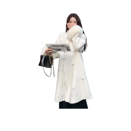 Vintage Cars Экрю Женское пальто