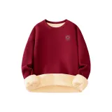 [Thickened и с флисовой подкладкой] Бордовый (Логотип на груди "Дикая природа" с лосем)