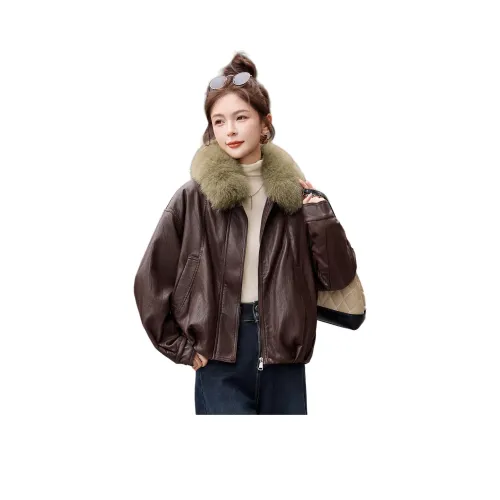 H YXIANG Кожа Куртка Женская