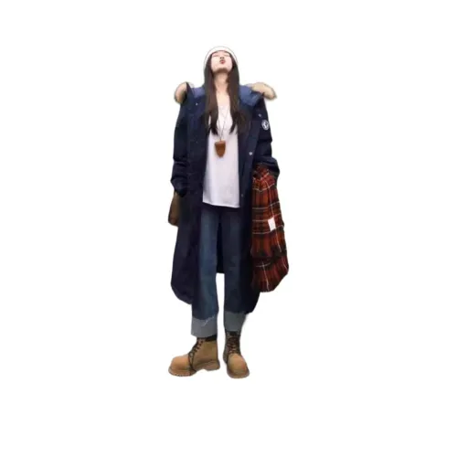 OURUOKE Темно-синий женский пуховик