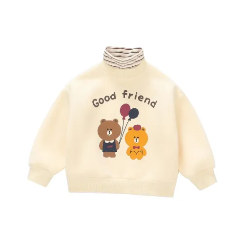 SHIBU Сяо Мин Дом L133 Mock Два предмета с флисовой подкладкой Худи и Свитшоты Бежево-желтые Предшкольные Свитшоты