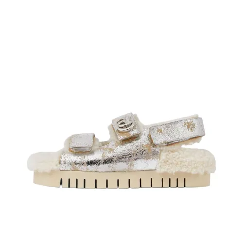 GUCCI Double G One Strap Sandals Женские Серебряные