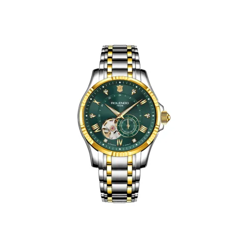 ROLENDO R Wisdom Series Механический механизм ремешок из нержавеющей стали мужские часы зеленый циферблат