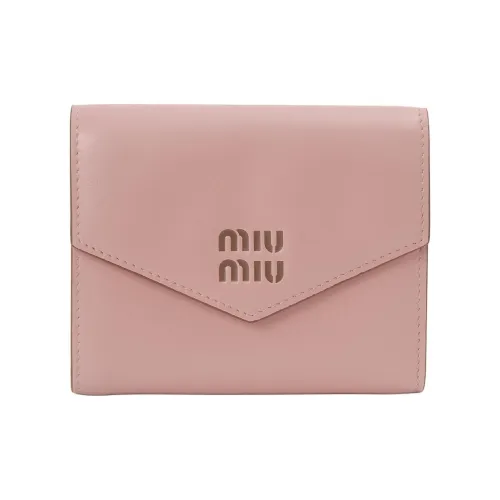 MIU MIU Кожа Кошелек Women's Camellia Розовый Коньячно-коричневый