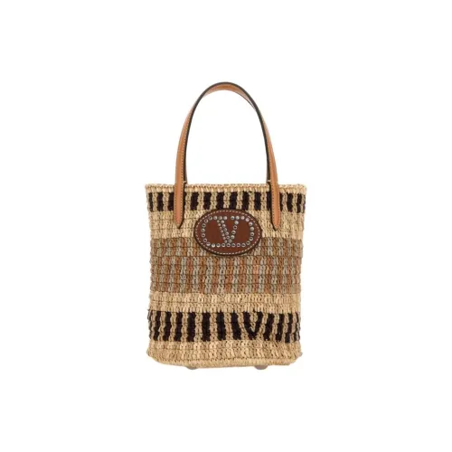 Valentino Соломенная плетеная сумка женская коричневая и многоцветная