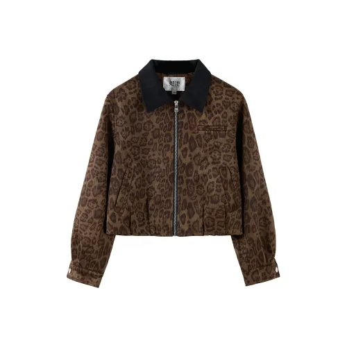 TOUCH Укороченное пальто женское кофейный леопард с принтом