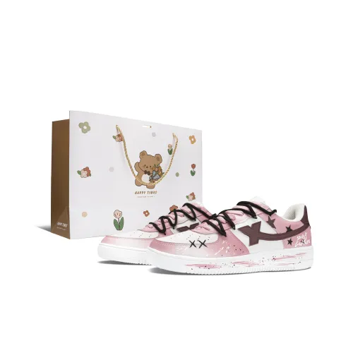 XTEP Air Force One Slip-resistant Abrasion-resistant Low Top Skateboard Shoes Men's White Pink XTEP Air Force One Противоскользящие Устойчивые к истиранию Низкие Кеды для скейтбординга Мужские Белый Розовый