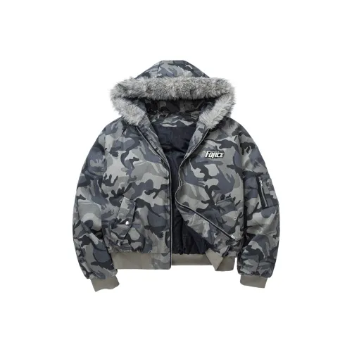 FORCEPULR Камуфляж [Съемный Металлический Логотип] Унисекс Пуховики