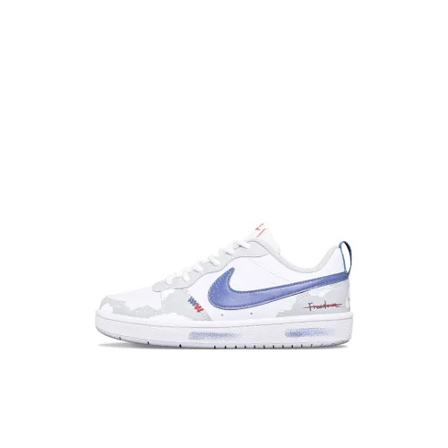 Nike Court Borough Облачный туман Blossoms Slip-resistant Abrasion-resistant Низкие Скейтбординг Кроссовки Синий Детский