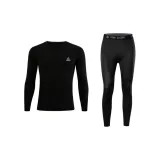 Черный комплект из двух предметов с флисовой подкладкой (длинный рукав топ + штаны)