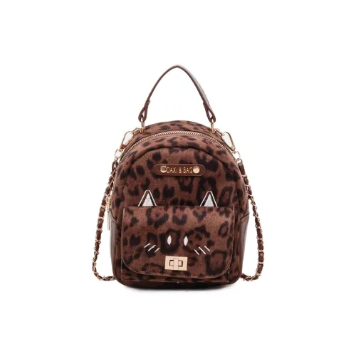 CAREELL ПУ (полиуретан) Рюкзак Стандартный Женский Леопардовый принт Черный Кофейный Коричневый