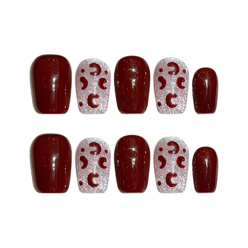 BDQC Красный Леопардовый принт Кошачий глаз Осветляющий Элегантность Nail Art 15mm Искусственный Ногтевой дизайн Короткий LADDER Красный Однотонный