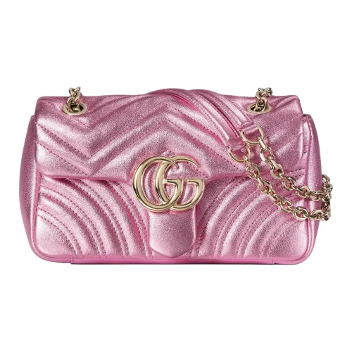 GUCCI GG Marmont Кожа Плечевая Сумка Маленькая Женская Розовая