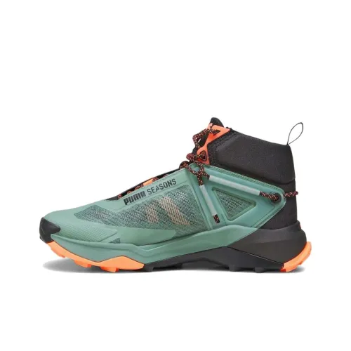 PUMA Износостойкие высокие топы походная обувь мужская черно-зеленая