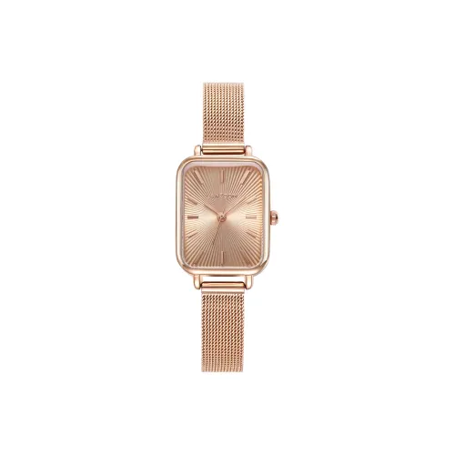 LANZOOM Кварцевый механизм металлический ремешок женские часы циферблат цвета кофе