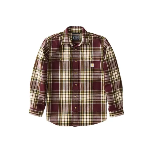 Carhartt Fw25 107013 Свободный крой Тяжелая фланелевая рубашка с длинным рукавом в клетку Свободный крой Мужская