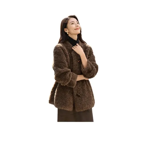 IHIMI Темный кофейный женский бархатный куртки