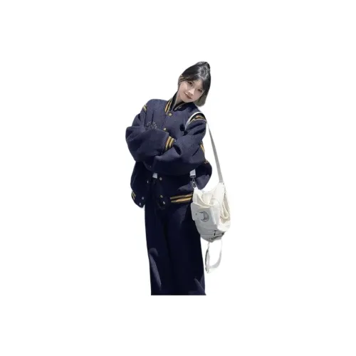 OURUOKE Темно-синий женский пуховик