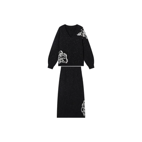 DIALOGUE Спокойный Черный Женский Повседневный Костюм