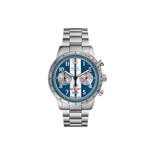 FOSSIL Наручные часы Кварцевый механизм Нержавеющая сталь Ремешок 44 мм Синий циферблат Мужские часы