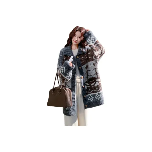 Vintage Cars Бархат Feel Пальто Женские