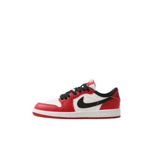 Jordan 1 Противоскользящие Устойчивые к Износу Низкий Топ Баскетбольные Кроссовки Красный Белый Детский