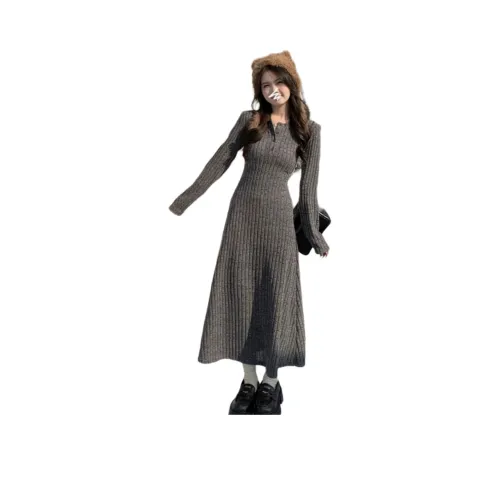 OURUOKE Длинное платье с длинными рукавами женское