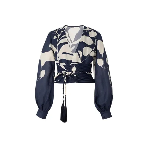 Leather Cat Синий Женские Рубашки