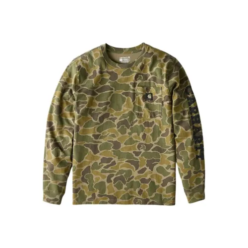 Carhartt 107043 FW25 Тяжелый Длинный Рукав Карман CAMO Логотип Графический Т-Рубашка Т-Рубашка Свободный Крой Мужской
