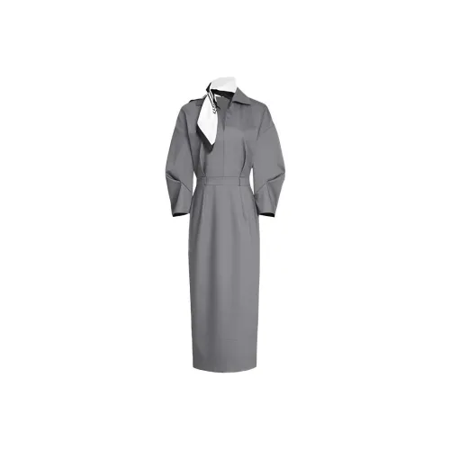 Leather Cat Серый Женские Короткие Платья с Рукавами