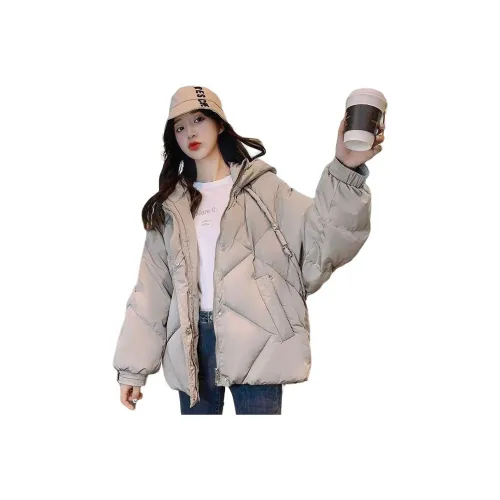 OURUOKE Ванильный Серый Женские Пуховики
