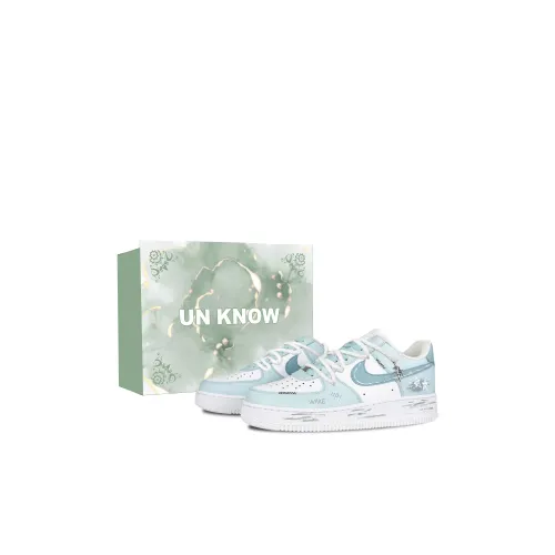 Nike Air Force 1 Realm OF Лазурь Противоскользящие Устойчивые к истиранию Низкие Кроссовки для скейтбординга Небесно-голубой Детский