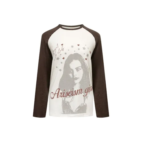 Ariseism Бежевый и Кофейный цвет Женские T-рубашки