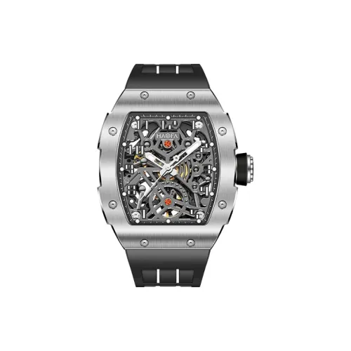 HaofaTourbillon Автоматический Механический Механизм Резиновый Ремешок Часы Мужские Белый Циферблат