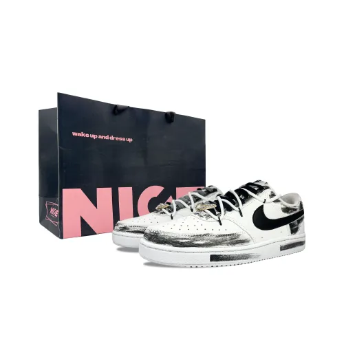 Nike Court Vision 1 Устойчивые к истиранию низкие скейтборд-кроссовки унисекс черно-белые