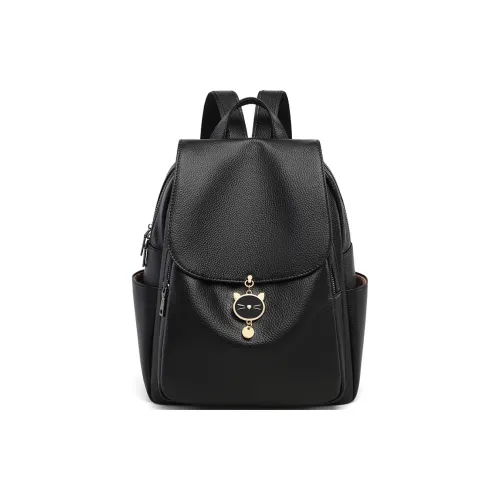 EBLAN Рюкзак из коровьей кожи стандартный женский черный