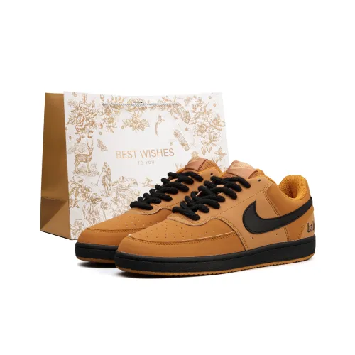 Nike Court Vision 1 Амортизация Ударостойкость Низкий Топ Скейтборд Кроссовки Унисекс Пшеница