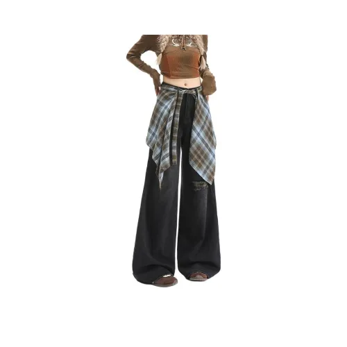 DECKERTON Черные Серые Брюки+Юбка Женские Джинсы