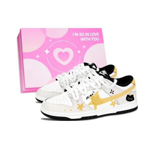 Nike Dunk Черный Белый Звезды Милый Устойчивый к истиранию Низкий Топ Скейтборд Кроссовки Унисекс Желтый