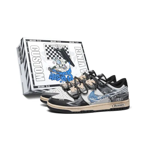 Nike Dunk Bay Серфинг Коробка Устойчивые к истиранию Низкие Кроссовки для скейтбординга Унисекс Синие Серые