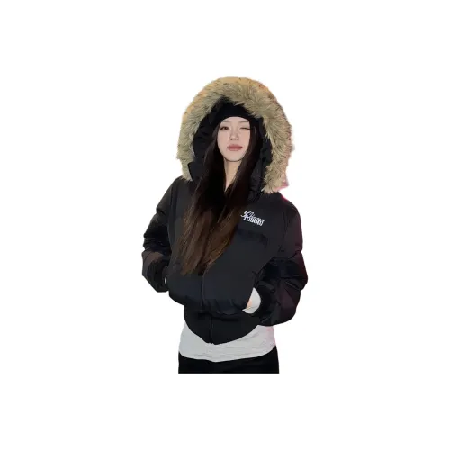 OURUOKE Черный Женский Пуховик