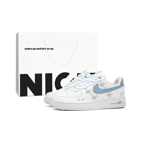 Nike Air Force 1 Blue Ocean Амортизация Устойчивый к истиранию Легкий Низкий Топ Скейтборд Кроссовки Женские Туманно-голубой